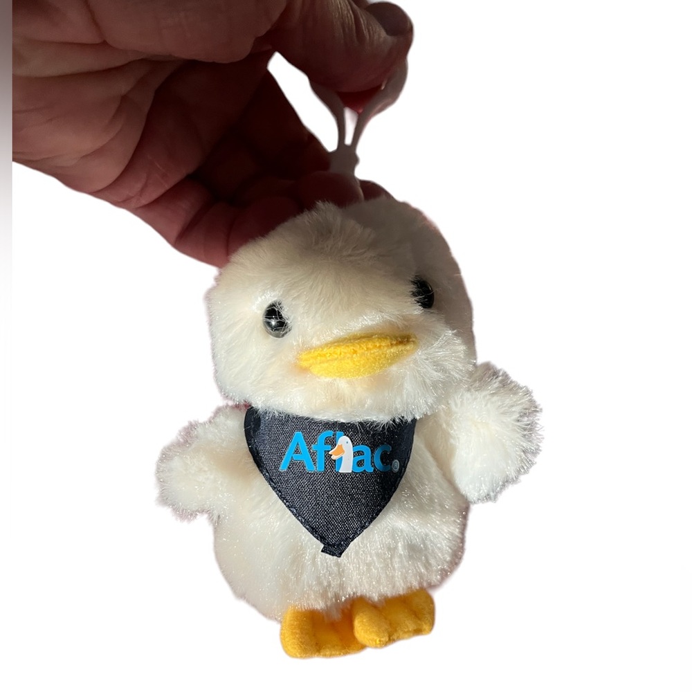 NWT AFLAC Keychain Bag Fab with Clip, Talking Stuffed Animal Duck, 2 1/2 inch